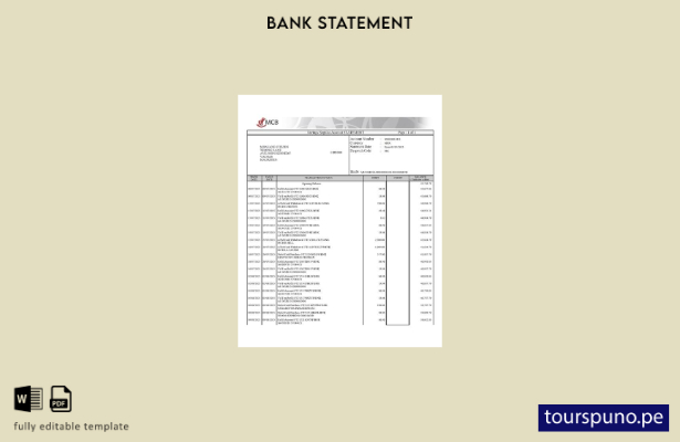 Plantilla de Word para estado de cuenta de Mauritius Commercial Bank (MCB) lista
