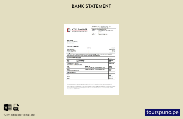 Plantilla de extracto bancario CCEI de Guinea Ecuatorial lista para imprimir