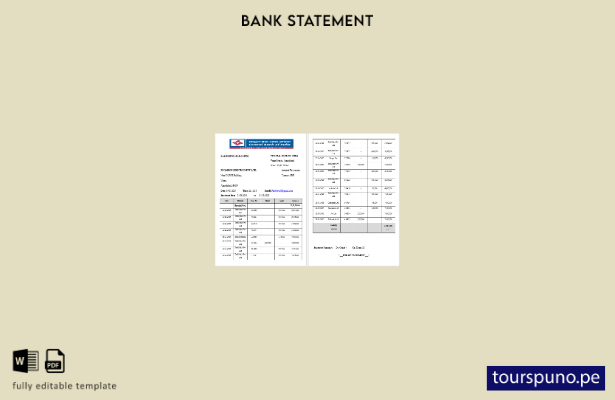 lista para imprimir la plantilla de páginas de Word del estado de cuenta del Ban