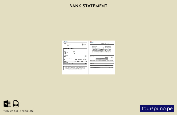 lista para imprimir plantilla de páginas de Word de extracto bancario de Citiban