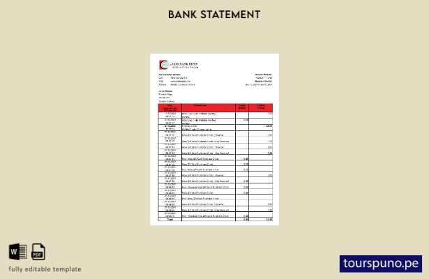 listo para imprimir Plantilla de Excel de extracto bancario de Guinea Ecuatorial