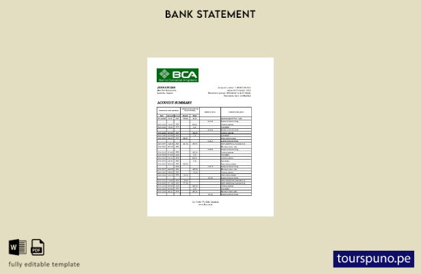 listo para imprimir Plantilla de Excel de extracto bancario del Banco Comercial