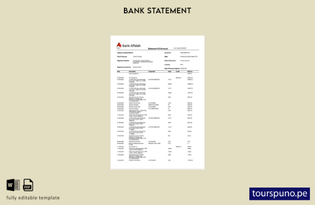 listo para imprimir Plantilla de Word   estado de cuenta de Alfalah del Banco de