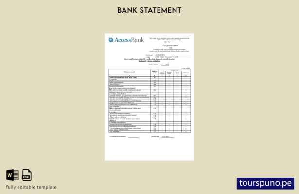 listo para imprimir Plantilla de Word   estado de cuenta del banco Access de Aze