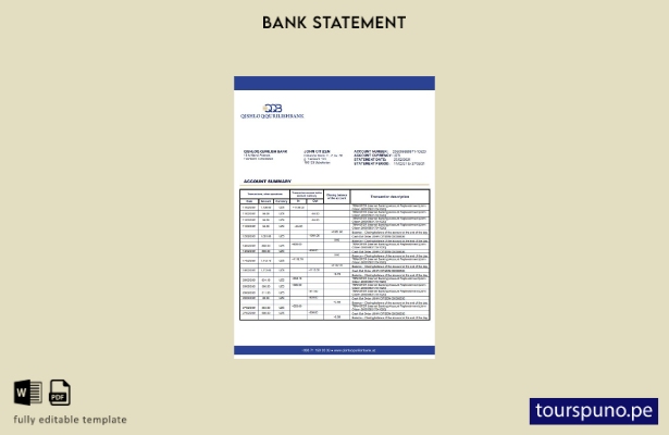 listo para imprimir Plantilla de Word   extracto bancario Qishloq Qurilish de Uz