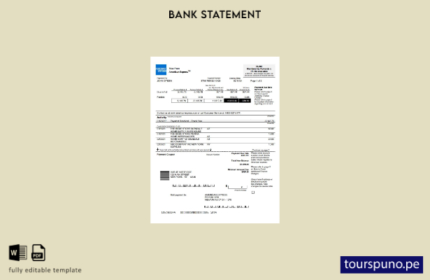 listo para imprimir Plantilla de Word   extracto bancario azul American Express