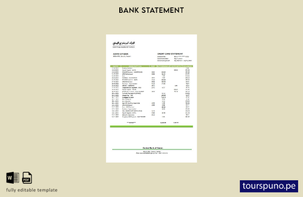 listo para imprimir Plantilla de Word   extracto bancario del Banco Central de Y