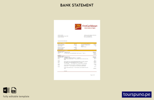 listo para imprimir Plantilla de Word   extracto bancario internacional del prim
