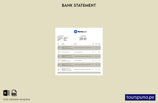 listo para imprimir Plantilla de Word   extracto de cuenta bancaria de microfina
