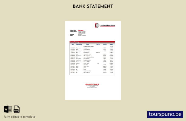 listo para imprimir Plantilla de Word   primer extracto bancario de Congo Afrila