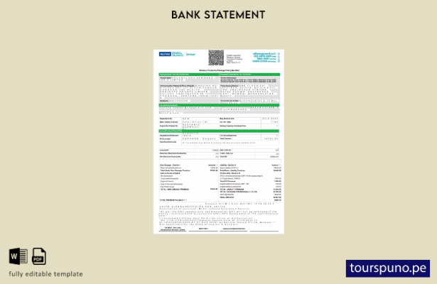 listo para imprimir Plantilla de páginas de Word de extracto bancario falso con