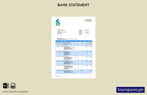 listo para imprimir Plantilla de versión en Word del estado de cuenta bancaria 1