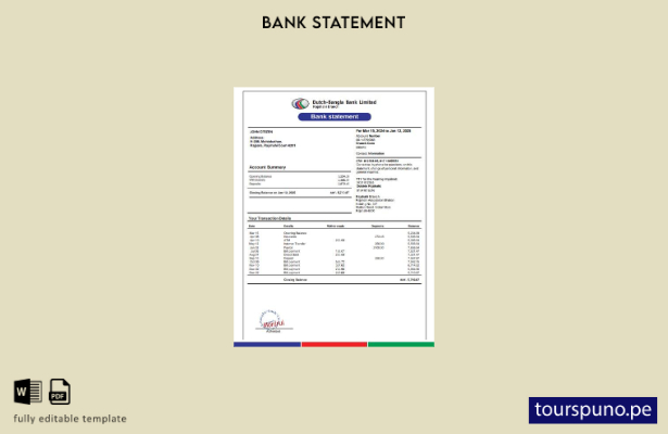 listo para imprimir extracto bancario holandés de Alemania  plantilla de ejemplo