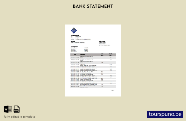 listo para imprimir la palabra extracto bancario LGT de Liechtenstein. plantilla