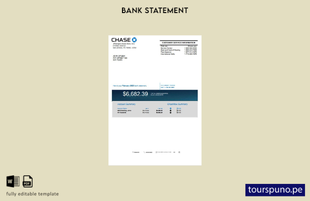 listo para imprimir la plantilla de versión en Word del extracto bancario de USA