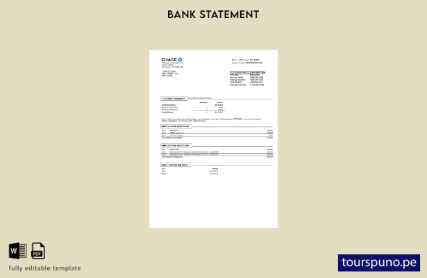 listo para imprimir la versión en Word del extracto bancario de USA Chase. plant