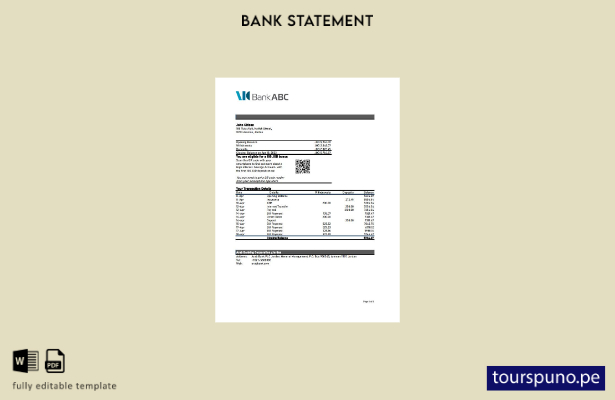 listo para imprimir plantilla de Excel de extracto bancario Jordan ABC