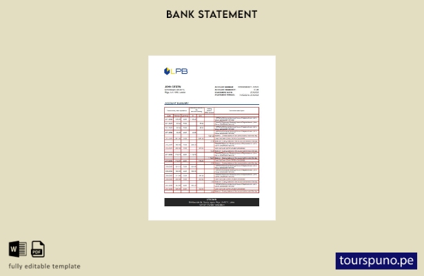 listo para imprimir plantilla de Excel de extracto bancario LPB de Letonia