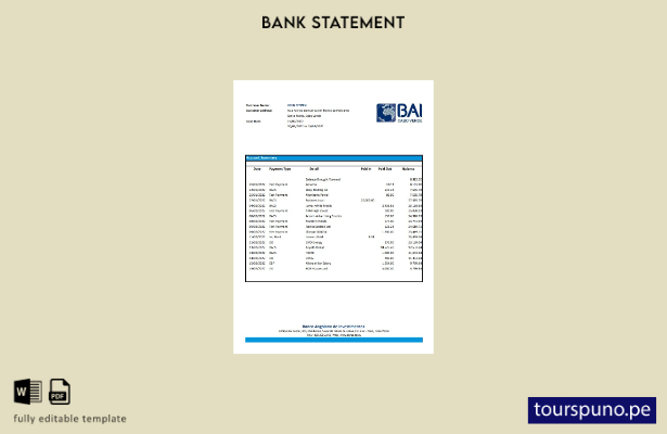 listo para imprimir plantilla de Excel de extracto bancario de Cabo Verde Banco