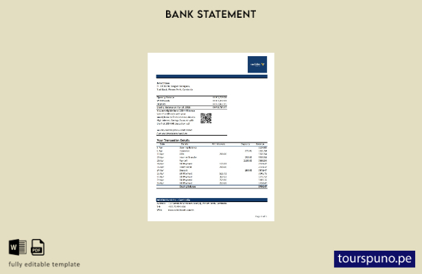 listo para imprimir plantilla de Excel de extracto bancario de Camboya Acleda