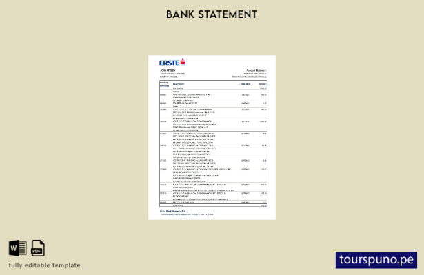 listo para imprimir plantilla de Excel de extracto bancario de Hungría Erste