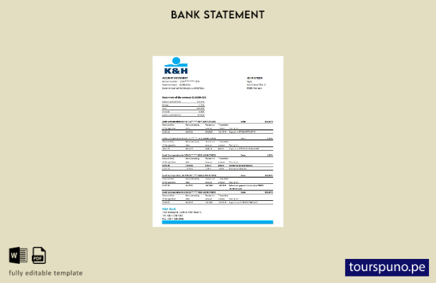 listo para imprimir plantilla de Excel de extracto bancario de Hungría K&H
