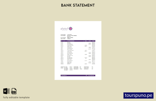 listo para imprimir plantilla de Excel de extracto bancario de Irán Zamin