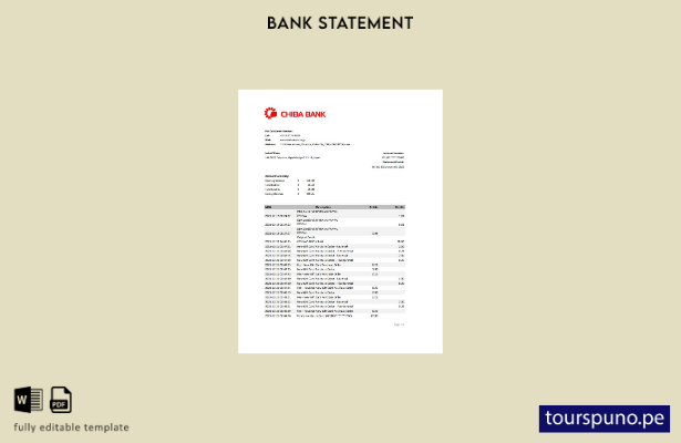 listo para imprimir plantilla de Excel de extracto bancario de Japón Chiba