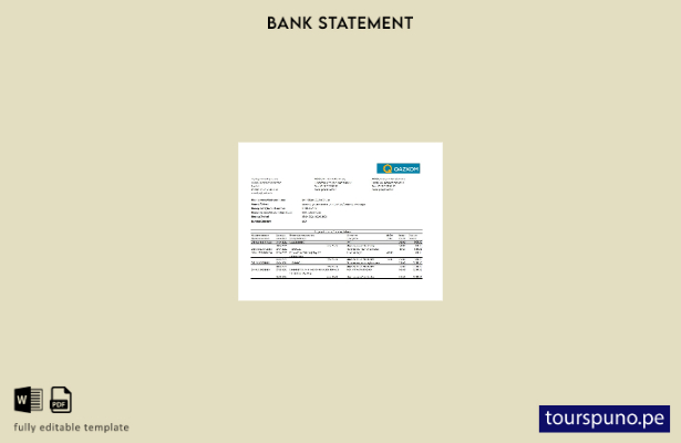 listo para imprimir plantilla de Excel de extracto bancario de Kazakstán Qazkom