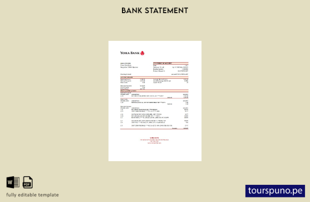 listo para imprimir plantilla de Excel de extracto bancario de Myanmar Yoma