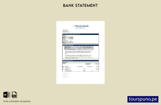 listo para imprimir plantilla de Excel de extracto bancario de Noruega Pareto