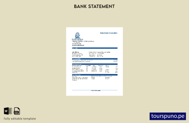 listo para imprimir plantilla de Excel de extracto bancario de USA State Street