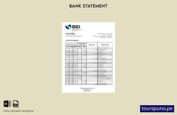 listo para imprimir plantilla de Excel de extracto bancario de oferta de Repúbli
