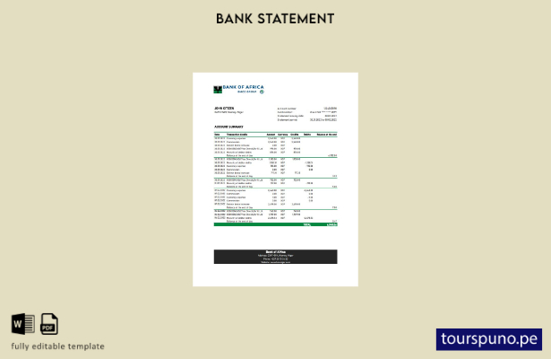 listo para imprimir plantilla de Excel de extracto bancario del Banco de Áfric 4