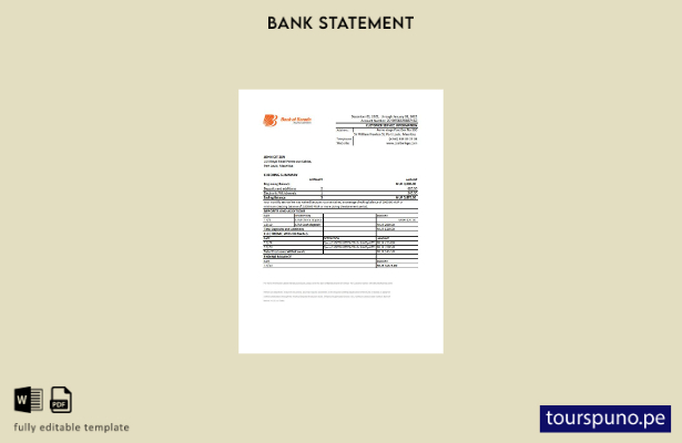 listo para imprimir plantilla de Excel de extracto bancario del Banco de Boroda
