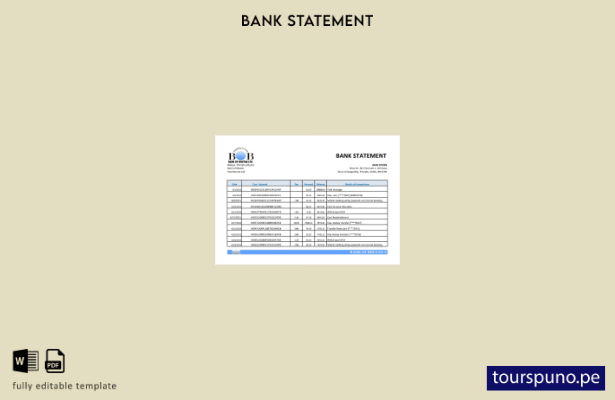 listo para imprimir plantilla de Excel de extracto bancario del Banco de Bután d