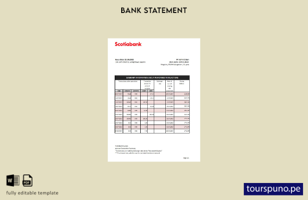listo para imprimir plantilla de Excel de extracto bancario del Guyana Bank of N