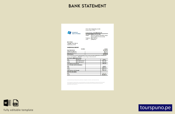 listo para imprimir plantilla de Excel de extracto bancario industrial de Corea