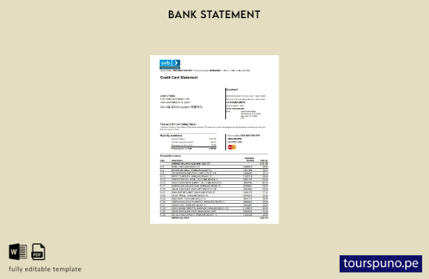 listo para imprimir plantilla de Excel de extracto de tarjeta de crédito bancari