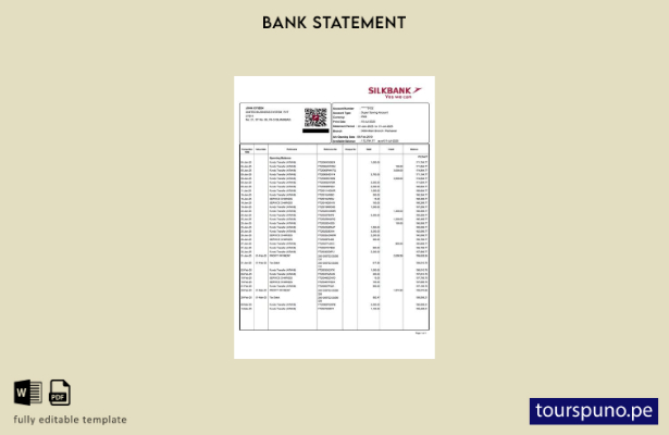 listo para imprimir plantilla de Word   estado de cuenta de Pakistán Silkbank