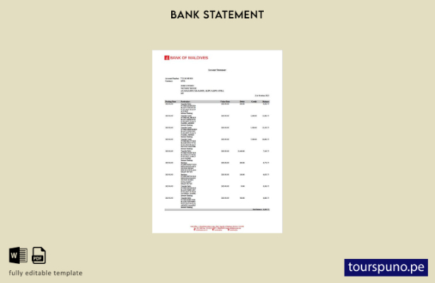 listo para imprimir plantilla de Word   estado de cuenta del Banco de Maldivas d
