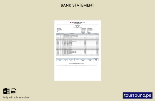 listo para imprimir plantilla de Word   estado de cuenta limitado del banco hola