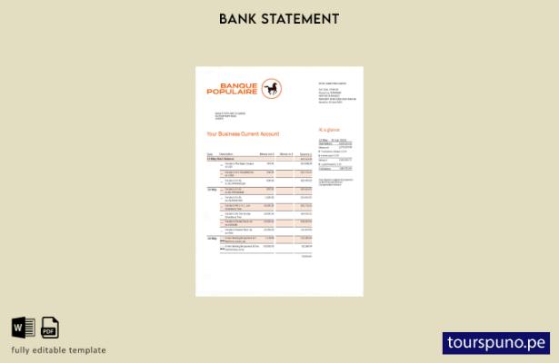 listo para imprimir plantilla de Word   extracto bancario de BANQUE Populaire du