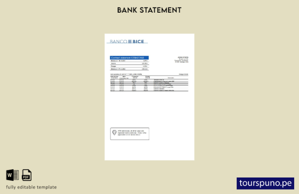 listo para imprimir plantilla de Word   extracto bancario de Chile Banco Bice