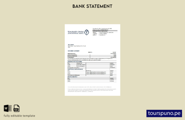 listo para imprimir plantilla de Word   extracto bancario de Libia Jumhouria