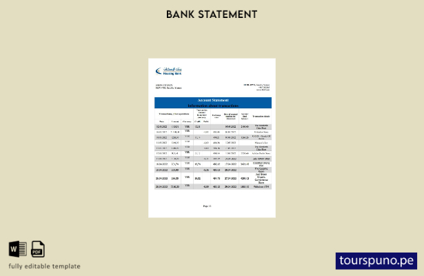 listo para imprimir plantilla de Word   extracto bancario de vivienda de Yemen