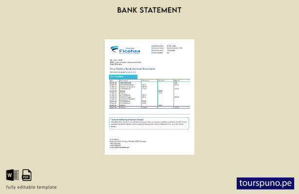 listo para imprimir plantilla de Word   extracto bancario del Banco Ficohsa de N