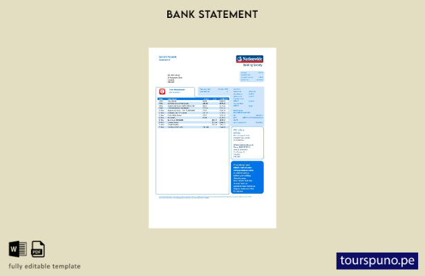 listo para imprimir plantilla de Word   extracto bancario nacional del Reino Uni
