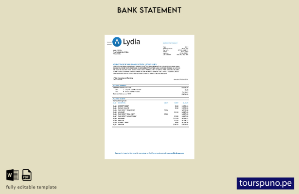 listo para imprimir plantilla de Word   extracto de tarjeta bancaria de Francia