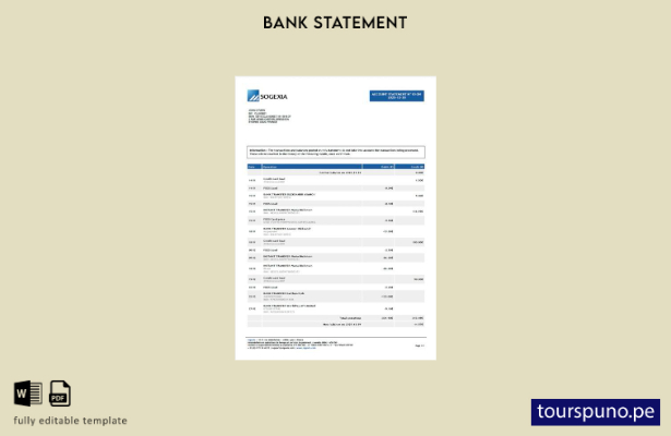 listo para imprimir plantilla de Word del estado de cuenta del banco Sogexia de